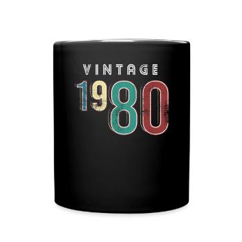 Vintage 1980 Birthday Born year 1980 - Full Colour Mug - black - Front