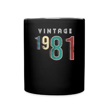 Vintage 1981 Birthday Born year 1981 - Full Colour Mug - black - Front
