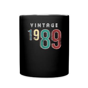Vintage 1989 Geburtstag Jahrgang Geburtsjahr 1989 - Tasse einfarbig - Schwarz - Vorne