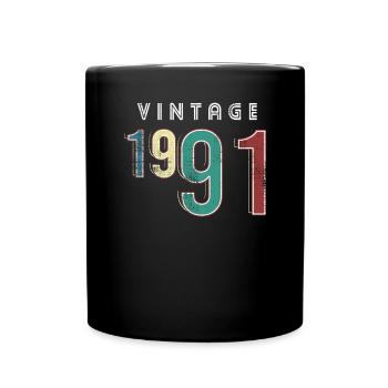 Vintage 1991 Birthday Born year 1991 - Full Colour Mug - black - Front