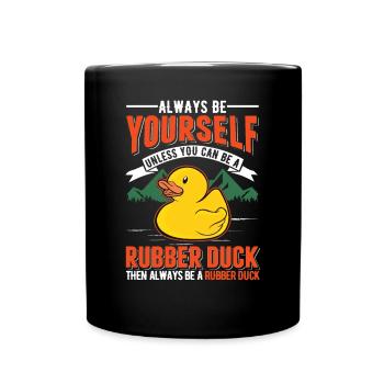 Canard en caoutchouc Canard grinçant Canard de bain - Mug uni - noir - Devant