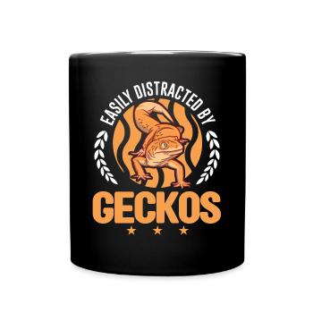 Easily distracted by Geckos Leopardgecko - Tasse einfarbig - Schwarz - Vorne