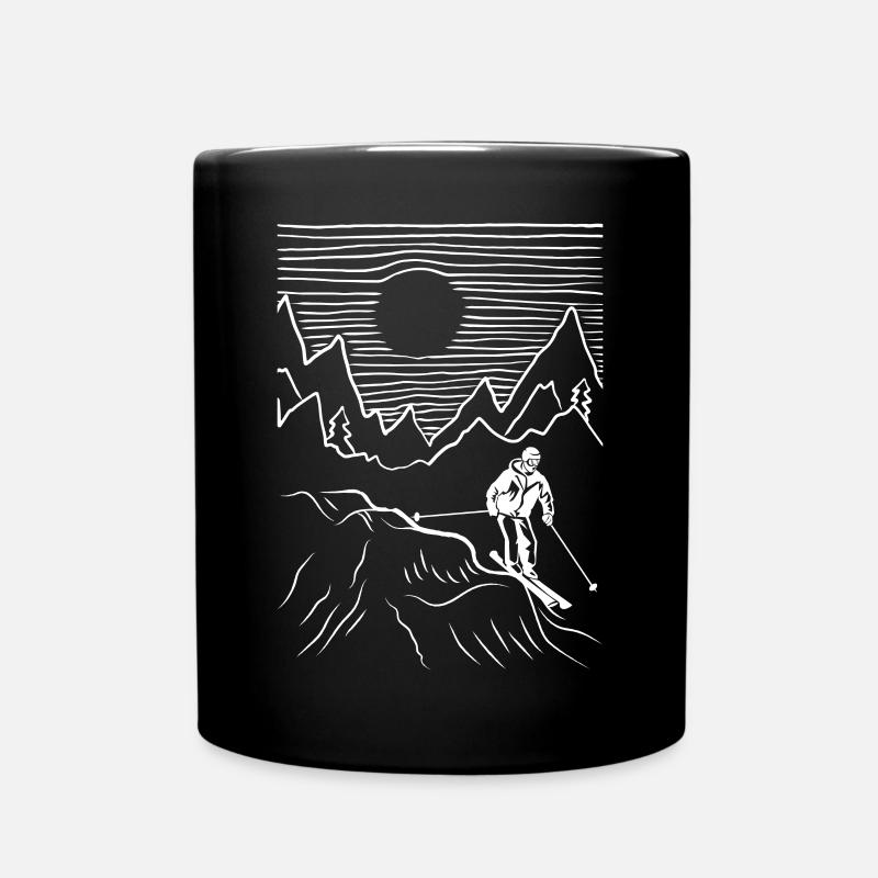 Skiing Skiing Skiing Skiing Skis - Full Colour Mug - black