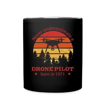Pilote de drone né en 1971 Anniversaire Quadrocopter - Mug uni - noir - Devant