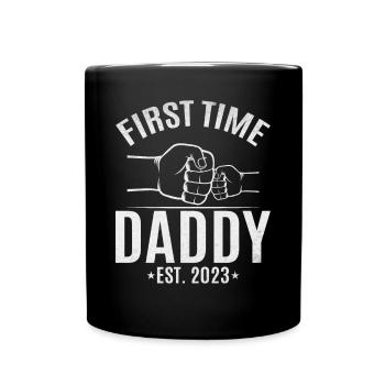 Zum ersten Mal Daddy Est. 2023 Papa wird - Tasse einfarbig - Schwarz - Vorne