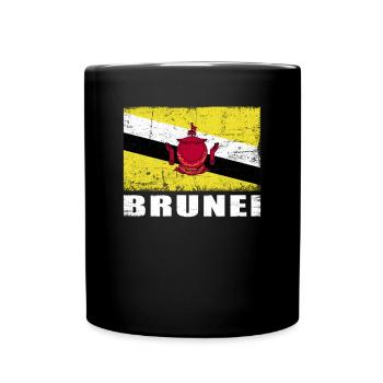 Brunei Flagge Grunge Brunei Fahne - Tasse einfarbig - Schwarz - Vorne