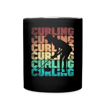 Curling Player Silhouette for a Curler - Full Colour Mug - black - Front
