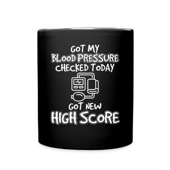 Blood Pressure Checked New Highscore - Full Colour Mug - black - Front