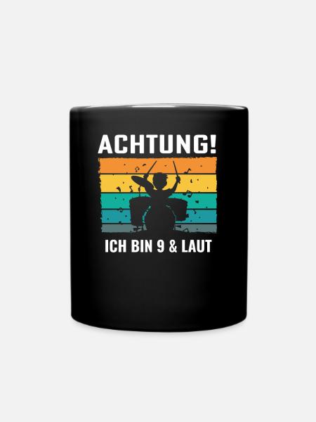 Drummer Schlagzeug Schlagzeuger 9. Geburtstag - Tasse einfarbig - Schwarz
