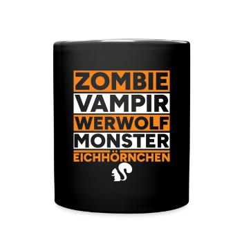 Halloween Zombie Vampir Monster Eichhörnchen - Tasse einfarbig - Schwarz - Vorne