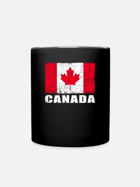 Drapeau du Canada Grunge Drapeau du Canada - Mug uni - noir