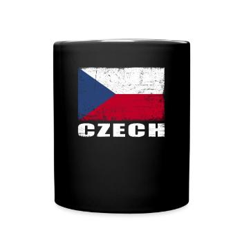 Drapeau de la République tchèque Grunge Drapeau tchèque - Mug uni - noir - Devant