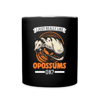 J’aime beaucoup Opossums Possum Beutelratte - Mug uni - noir - Devant