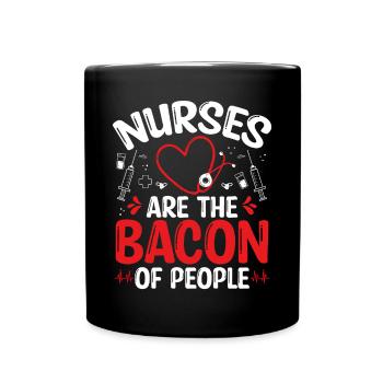 Drôle d’infirmière de nuit Bacon de personnes Infirmières - Mug uni - noir - Devant