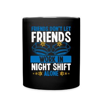 Policier Collègue De nuit Policier - Mug uni - noir - Devant