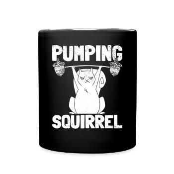 Pumping Squirrel Powerlifting Squirrel - Full Colour Mug - black - Front
