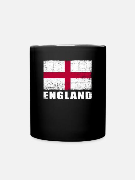 England Flag Grunge England Flag - Full Colour Mug - black
