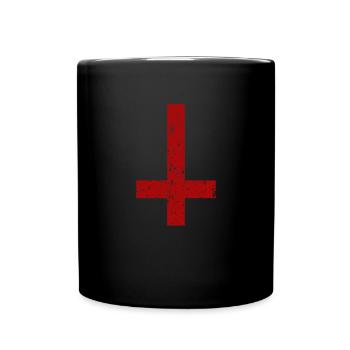 Umgedrehtes Petrus-Kreuz Luzifer Siegel Dämon Fun - Tasse einfarbig - Schwarz - Vorne
