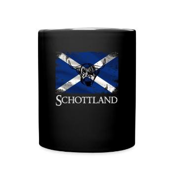 Hochlandrind Schottische Flagge Geschenk - Tasse einfarbig - Schwarz - Vorne