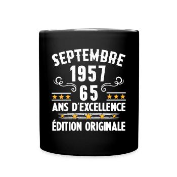 65 Ans Anniversaire Vintage Né(e) Septembre 1957 - Mug uni - noir - Devant