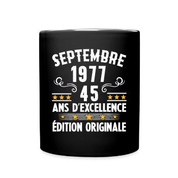 45 Ans Anniversaire Vintage Né(e) Septembre 1977 - Mug uni - noir - Devant