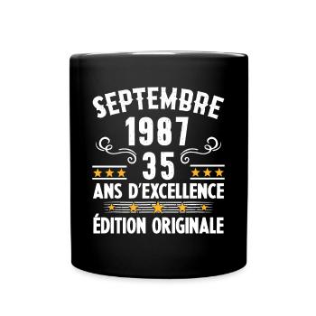 35 Ans Anniversaire Vintage Né(e) Septembre 1987 - Mug uni - noir - Devant