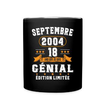 18 Ans Anniversaire Vintage Né(e) Septembre 2004 - Mug uni - noir - Devant