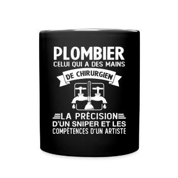 Homme Cadeau drôle plombiers Humour - Mug uni - noir - Devant