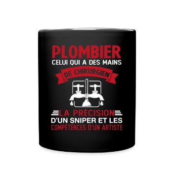 Homme Cadeau drôle plombiers Humour - Mug uni - noir - Devant