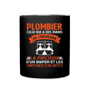 Homme Cadeau drôle plombiers Humour - Mug uni - noir - Devant