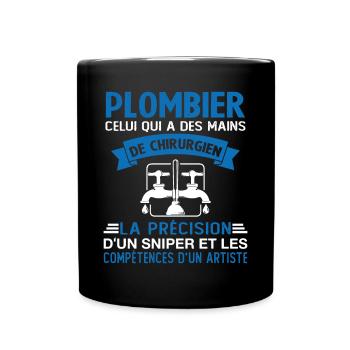 Homme Cadeau drôle plombiers Humour - Mug uni - noir - Devant