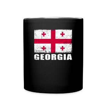 Drapeau de Géorgie Grunge Drapeau de Géorgie - Mug uni - noir - Devant