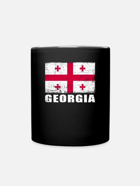 Drapeau de Géorgie Grunge Drapeau de Géorgie - Mug uni - noir
