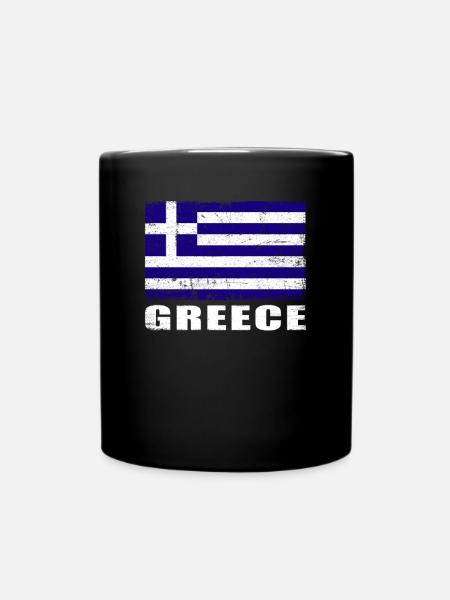 Griechenland Flagge Grunge Griechenland Fahne - Tasse einfarbig - Schwarz