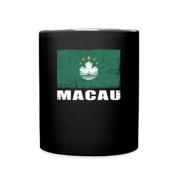 Macau Flagge Grunge Macau Fahne - Tasse einfarbig - Schwarz - Vorne