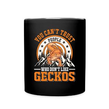 Gecko Geschenk Leopardgecko - Tasse einfarbig - Schwarz - Vorne