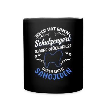 Samojede Schutzengel Schlittenhund Samojeden - Tasse einfarbig - Schwarz - Vorne