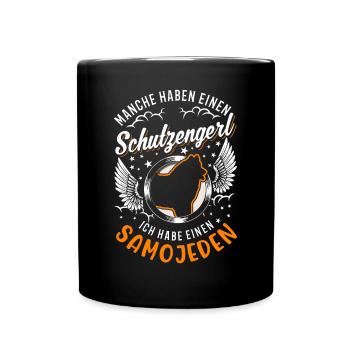 Samojede Schutzengel Schlittenhund Samojeden - Tasse einfarbig - Schwarz - Vorne