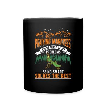 Gottesanbeterin Geschenk Mantis Fangschrecke - Tasse einfarbig - Schwarz - Vorne