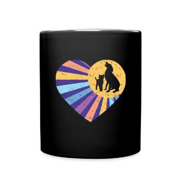 Hund & Katze Herz Baby Hund Welpe Hunde Tierherz - Tasse einfarbig - Schwarz - Vorne