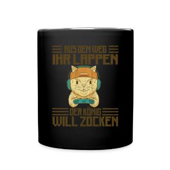 Aus Dem Weg Ihr Lappen der König Will Zocken Gamer - Tasse einfarbig - Schwarz - Vorne