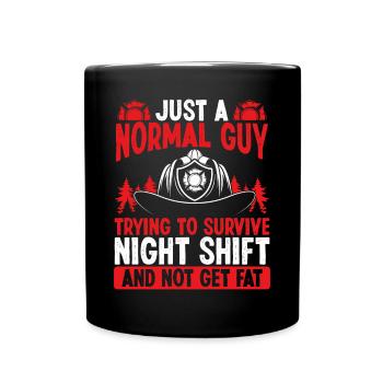 Night Shift Firefighter Normal Guy Volunteer - Full Colour Mug - black - Front