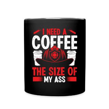 Firefighter Coffee size my Ass Night Shift Firemen - Full Colour Mug - black - Front
