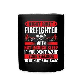Night Shift Firefighter Fire Hose Mask Firemen - Full Colour Mug - black - Front