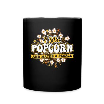 J’aime le pop-corn et peut-être 3 personnes - Mug uni - noir - Devant
