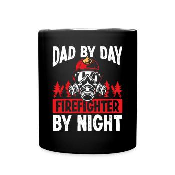 Night Shift Firefighter Dad Fathers Day Firemen - Full Colour Mug - black - Front