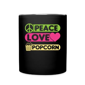 Peace Love Popcorn - Full Colour Mug - black - Front