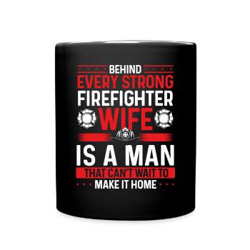 Firefighter Wife Marriage Night Shift Firemen - Full Colour Mug - black - Front