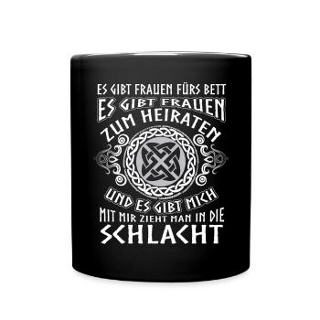 Wikingerin Schildmaid Kriegerin Spruch Wikinger - Tasse einfarbig - Schwarz - Vorne