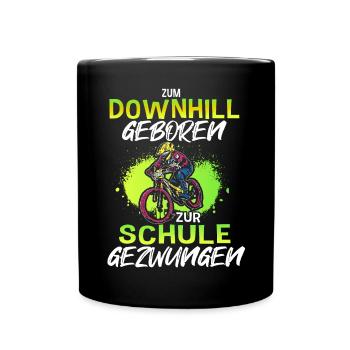 Schüler Junge Mountainbike MTB Spruch Downhill - Tasse einfarbig - Schwarz - Vorne